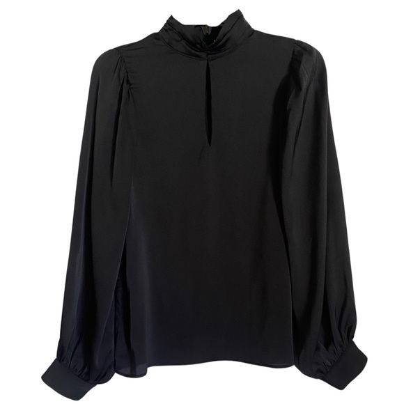 VINE & LOVE  Black Silky Blouse Long Sleeves - Picture 1 of 6